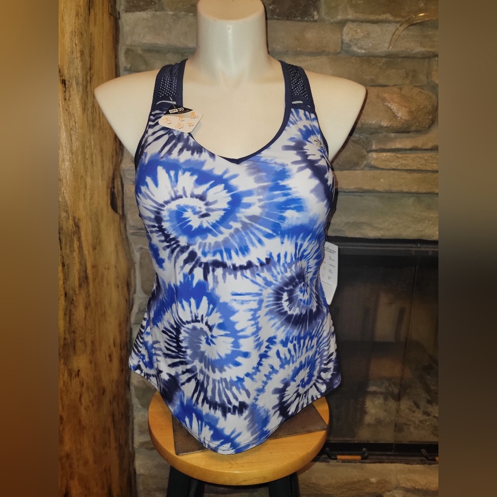 💰⏳️Zero Exposure Blue Tie-Dye Strappy Tankini Swim Top NWT Size 0X - Picture 9 of 10